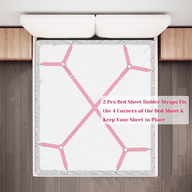 Eiruseed Bed Sheet Holder Straps, 2 Pcs Adjustable Mattress Sheet Clips, Bed Sheet Fasteners Elastic Sheet Suspenders to Keep Bed Sheet in Place for Different Beds (X-Purple) - Image 4